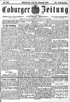 Coburger Zeitung Mittwoch 31. August 1910