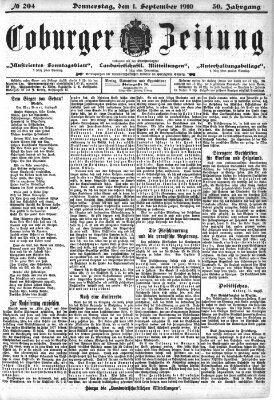Coburger Zeitung Donnerstag 1. September 1910