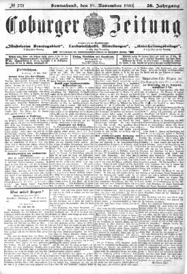 Coburger Zeitung Samstag 19. November 1910