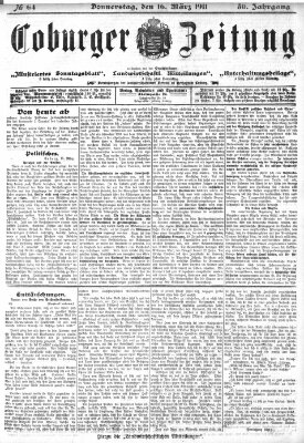 Coburger Zeitung Donnerstag 16. März 1911