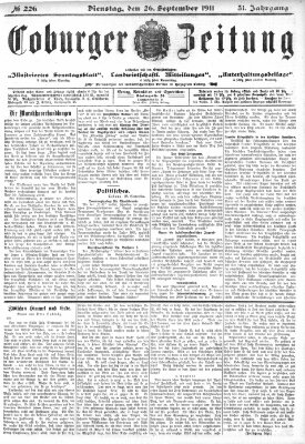 Coburger Zeitung Dienstag 26. September 1911