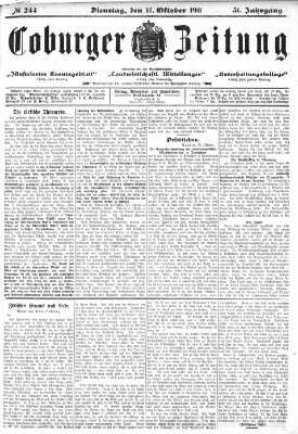 Coburger Zeitung Dienstag 17. Oktober 1911