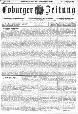 Coburger Zeitung Dienstag 14. November 1911