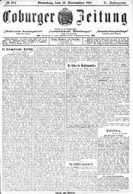 Coburger Zeitung Dienstag 21. November 1911