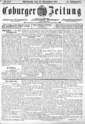Coburger Zeitung Mittwoch 13. Dezember 1911