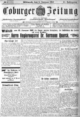 Coburger Zeitung Mittwoch 3. Januar 1912