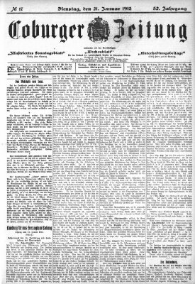Coburger Zeitung Dienstag 21. Januar 1913