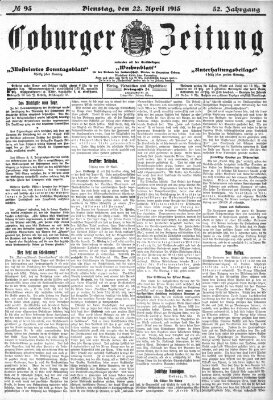 Coburger Zeitung Dienstag 22. April 1913