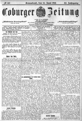 Coburger Zeitung Samstag 14. Juni 1913