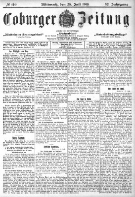 Coburger Zeitung Mittwoch 23. Juli 1913
