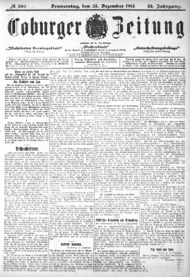 Coburger Zeitung Donnerstag 25. Dezember 1913
