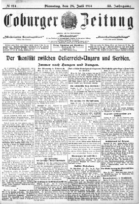 Coburger Zeitung Dienstag 28. Juli 1914