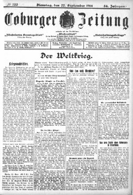 Coburger Zeitung Dienstag 22. September 1914