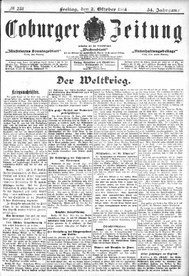 Coburger Zeitung Freitag 2. Oktober 1914