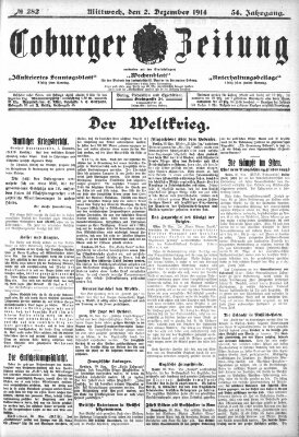 Coburger Zeitung Mittwoch 2. Dezember 1914