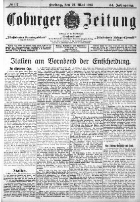 Coburger Zeitung Freitag 21. Mai 1915
