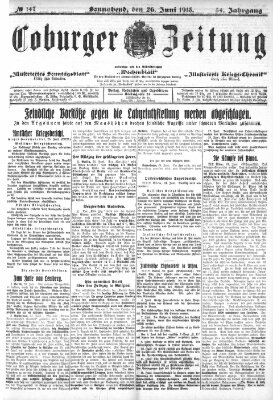 Coburger Zeitung Samstag 26. Juni 1915