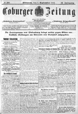 Coburger Zeitung Mittwoch 1. September 1915