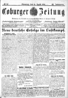 Coburger Zeitung Dienstag 18. April 1916