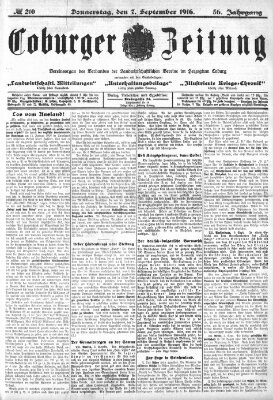 Coburger Zeitung Donnerstag 7. September 1916