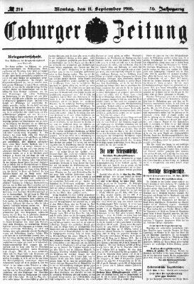 Coburger Zeitung Montag 11. September 1916