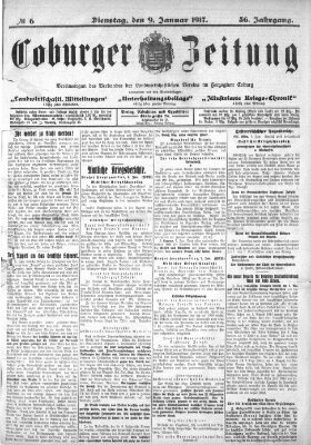 Coburger Zeitung Dienstag 9. Januar 1917