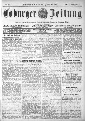 Coburger Zeitung Samstag 20. Januar 1917