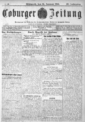 Coburger Zeitung Mittwoch 16. Januar 1918