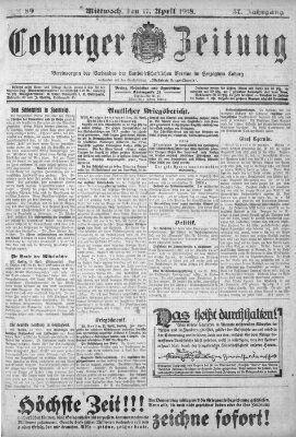 Coburger Zeitung Mittwoch 17. April 1918