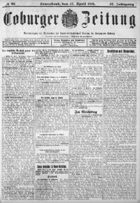 Coburger Zeitung Samstag 27. April 1918