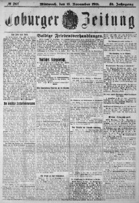 Coburger Zeitung Mittwoch 13. November 1918