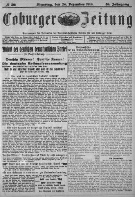 Coburger Zeitung Dienstag 24. Dezember 1918