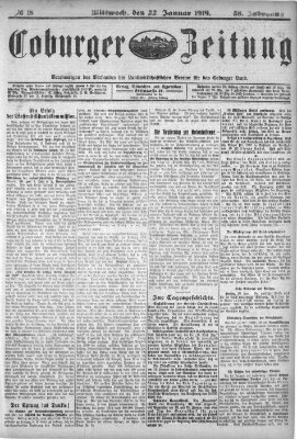 Coburger Zeitung Mittwoch 22. Januar 1919