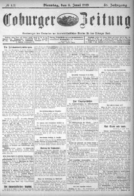 Coburger Zeitung Dienstag 3. Juni 1919