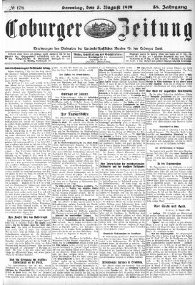 Coburger Zeitung Sonntag 3. August 1919
