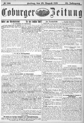 Coburger Zeitung Freitag 29. August 1919