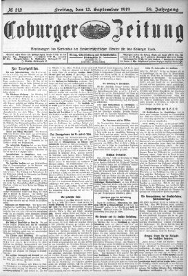 Coburger Zeitung Freitag 12. September 1919