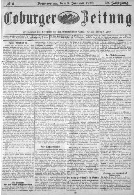 Coburger Zeitung Donnerstag 8. Januar 1920