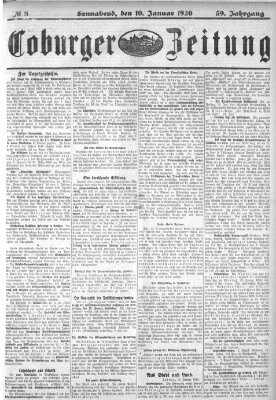 Coburger Zeitung Samstag 10. Januar 1920