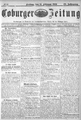 Coburger Zeitung Freitag 13. Februar 1920