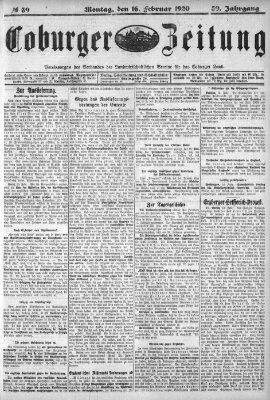 Coburger Zeitung Montag 16. Februar 1920