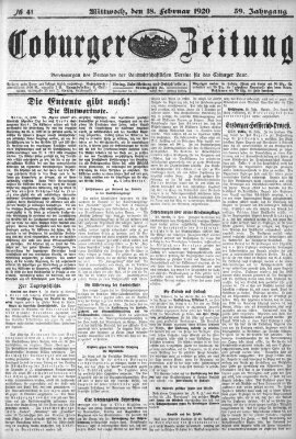 Coburger Zeitung Mittwoch 18. Februar 1920