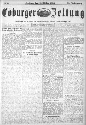 Coburger Zeitung Freitag 12. März 1920
