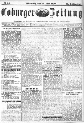 Coburger Zeitung Mittwoch 19. Mai 1920