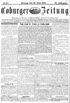 Coburger Zeitung Montag 28. Juni 1920