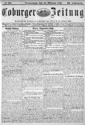 Coburger Zeitung Donnerstag 28. Oktober 1920