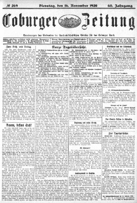 Coburger Zeitung Dienstag 16. November 1920