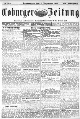 Coburger Zeitung Donnerstag 2. Dezember 1920