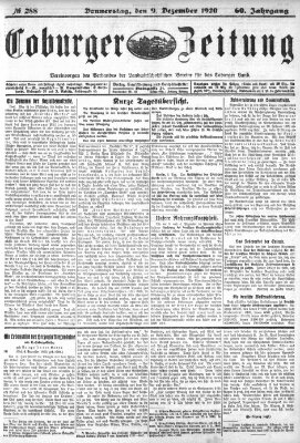Coburger Zeitung Donnerstag 9. Dezember 1920