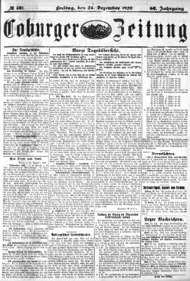 Coburger Zeitung Freitag 24. Dezember 1920